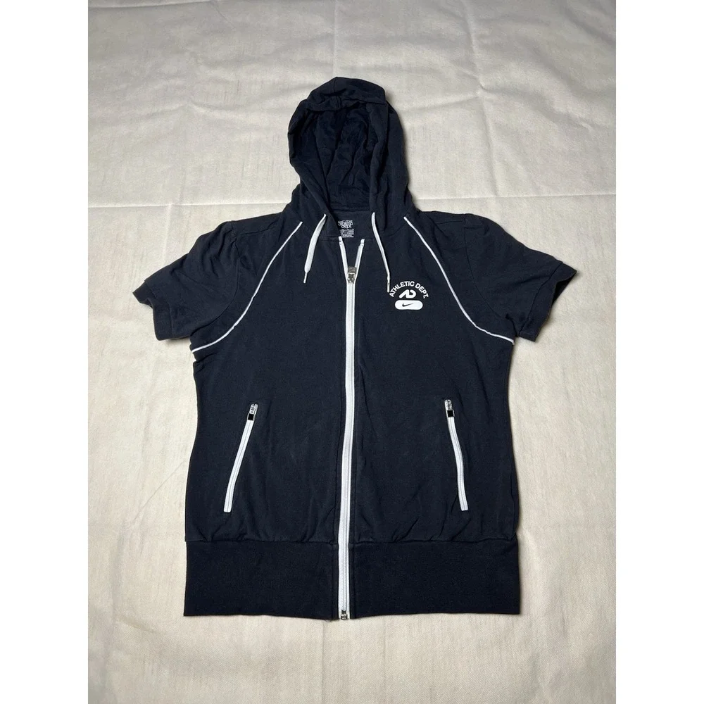 Nike The Athletic Dept Women's Full Zip Short Sleeve Hoodie Pockets Large